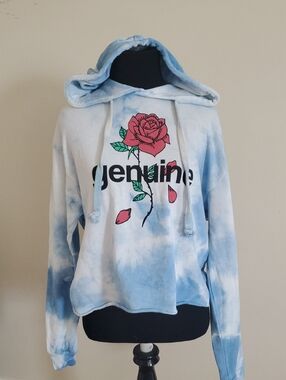 Mighty Fine Light Blue Tie-Dye Genuine Hoodie M